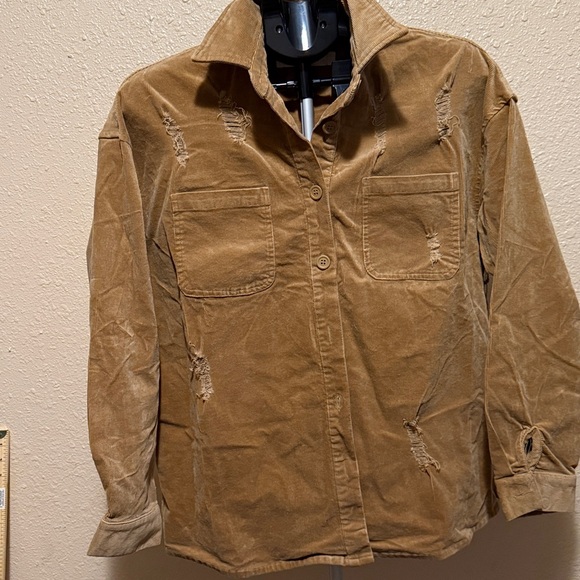 Tan corduroy COWGIRL boots graphic Shacket button down shirt NWT women’s - Picture 11 of 14